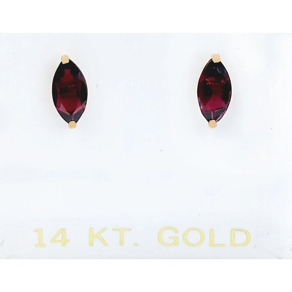 Genuine 1.60 Cts Garnet Stud Earrings 14k Gold